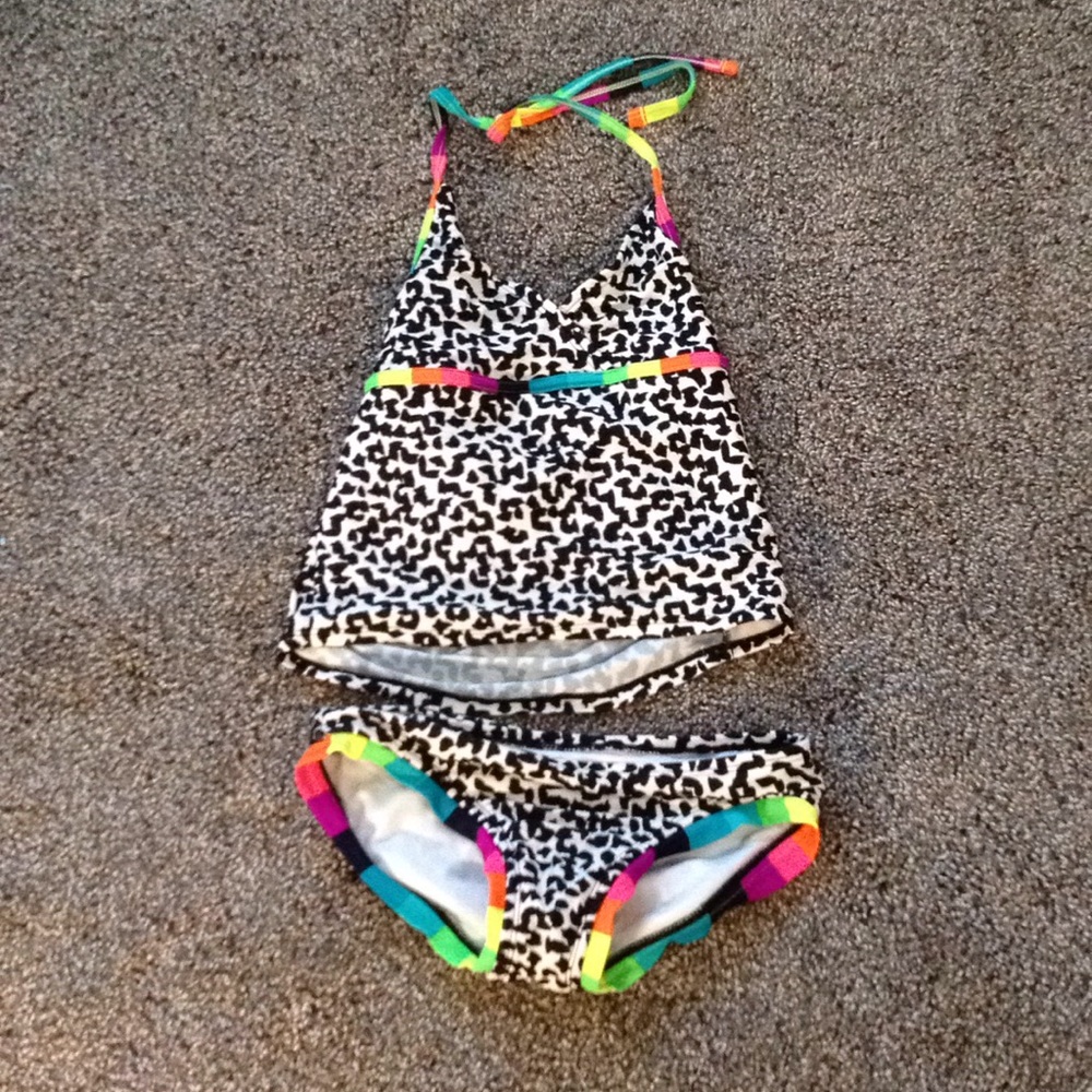 Zebra print girls bathing suit.